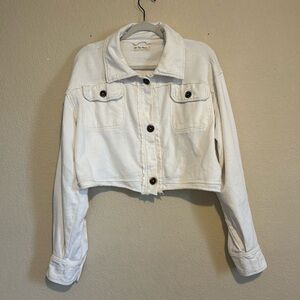 Free People Saturday Cropped Shirt Jacket in Lazy Bones